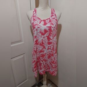 🌺 Like New Pink and White Hawaiian Print Tank Dress